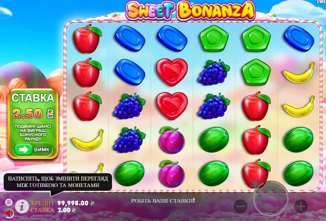 демо-версия игрового автомата Sweet Bonanza на сайте казино 777 ua