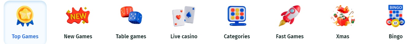 категории сайта казино Spin City